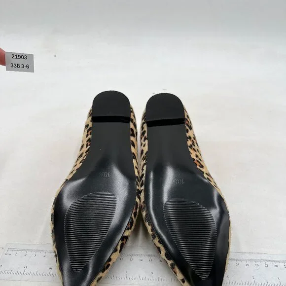 FOWT Women Comfortable Slip On Pointed Toe Flat Heel Pumps Flats Leopard Shoes - Picture 7 of 8